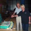 Lisa and Justin cut the cake